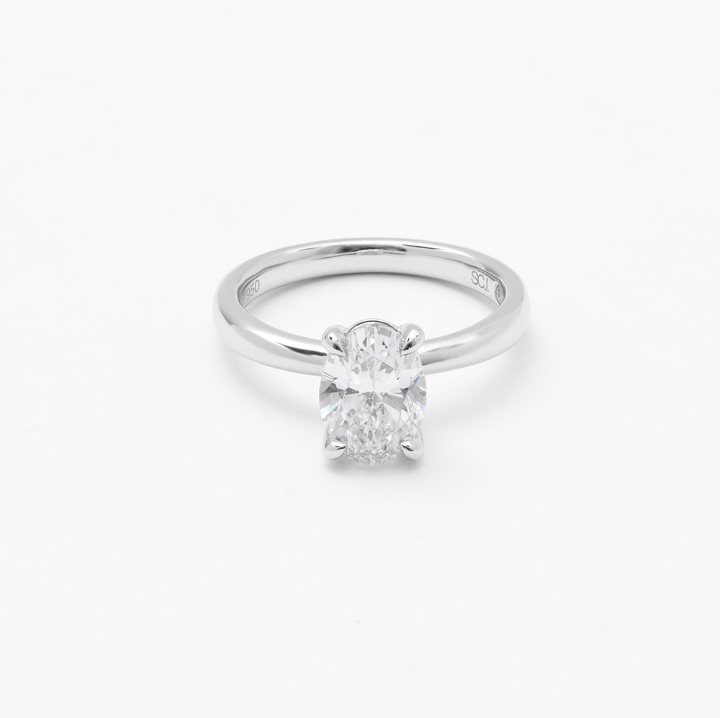 Platinum Oval Lab Diamond Solitaire Engagement Ring 2.0ct