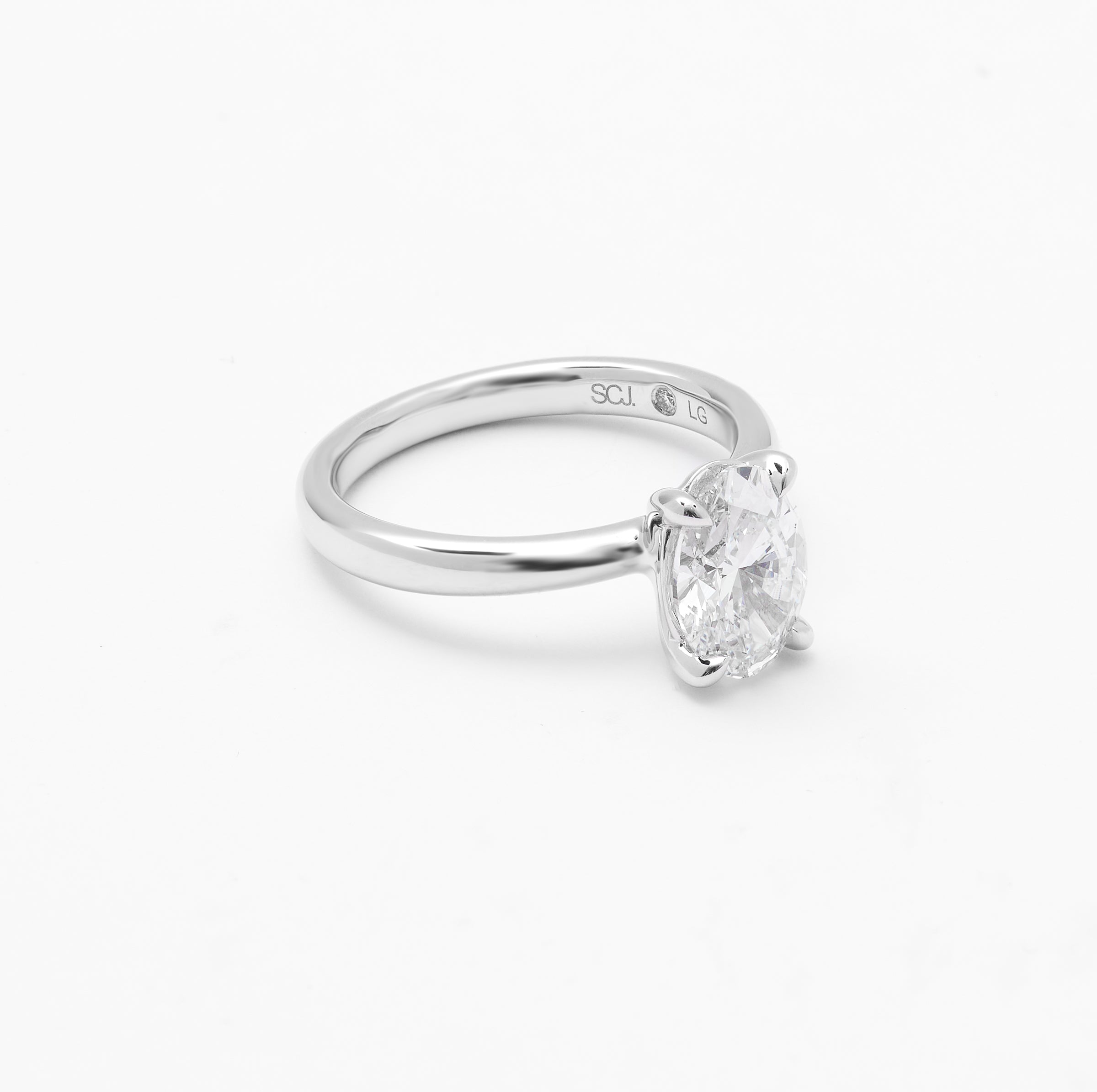 Platinum Oval Lab Diamond Solitaire Engagement Ring 2.0ct