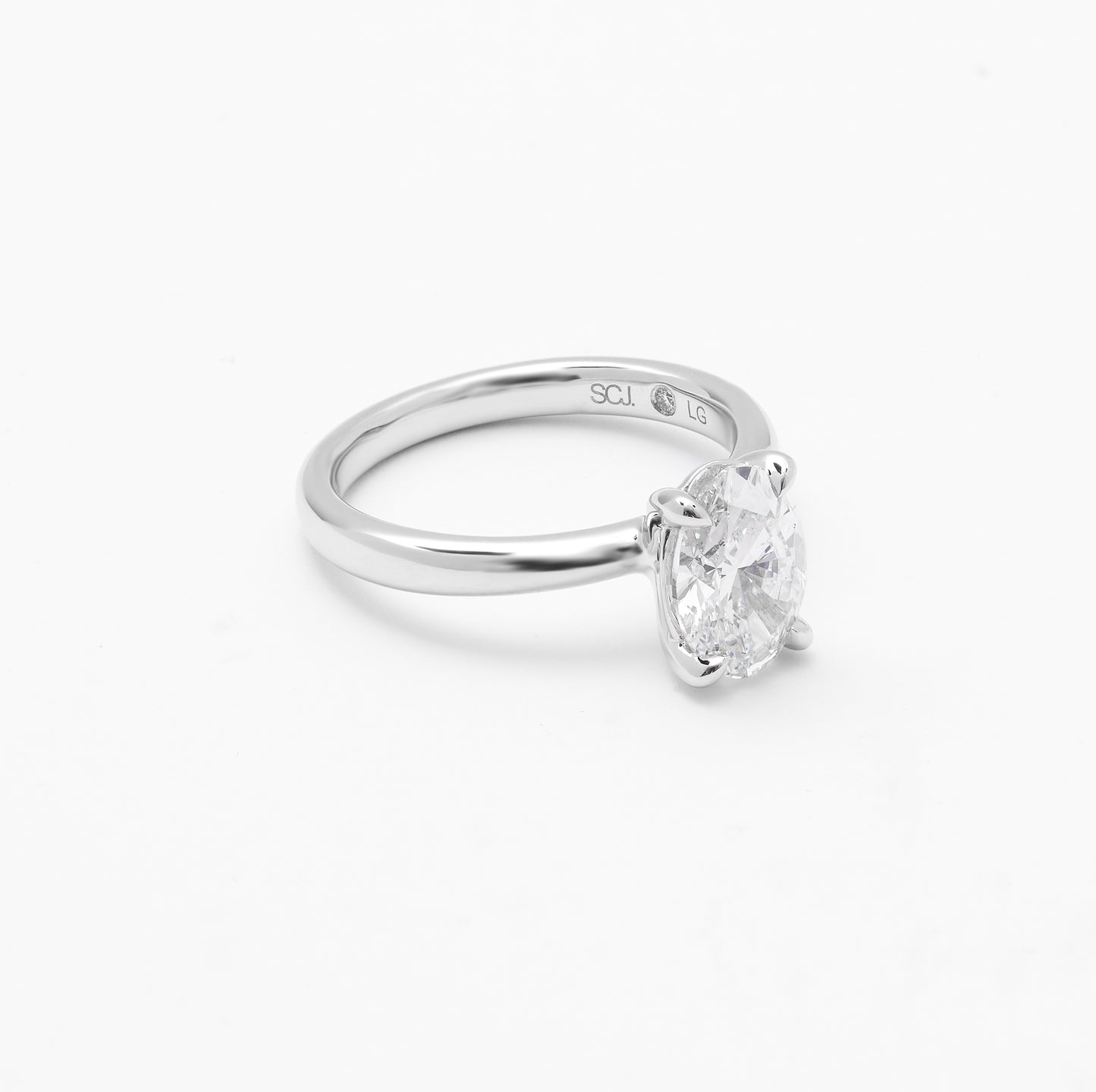 Platinum Oval Lab Diamond Solitaire Engagement Ring 2.0ct