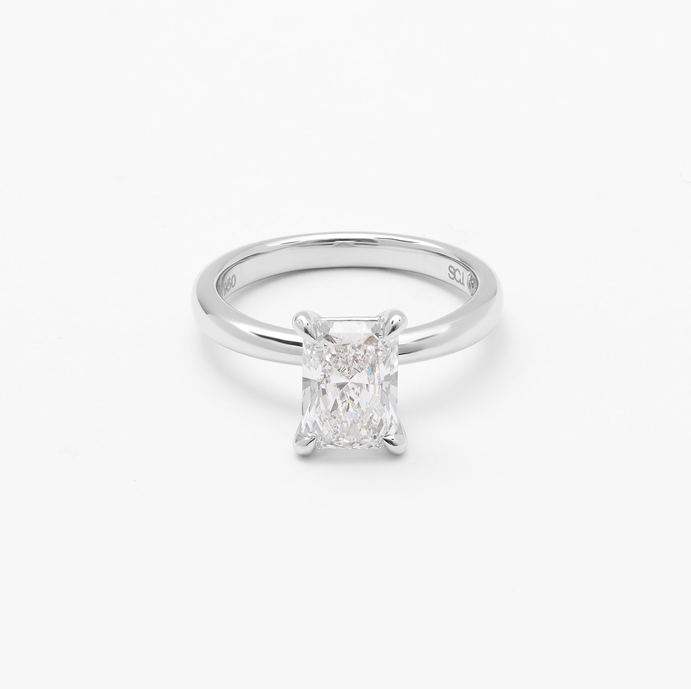 Platinum Radiant Lab Diamond Solitaire Engagement Ring 2.0ct