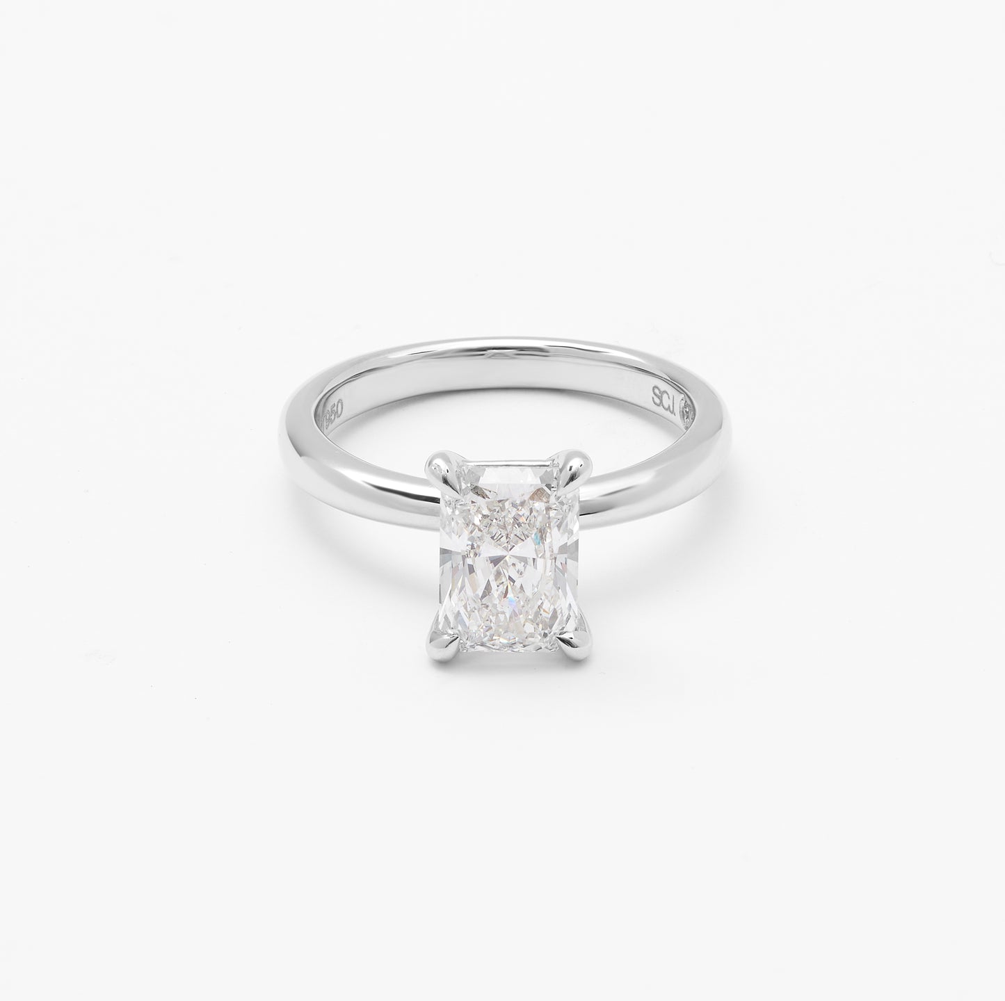 Platinum Radiant Lab Diamond Solitaire Engagement Ring 2.0ct