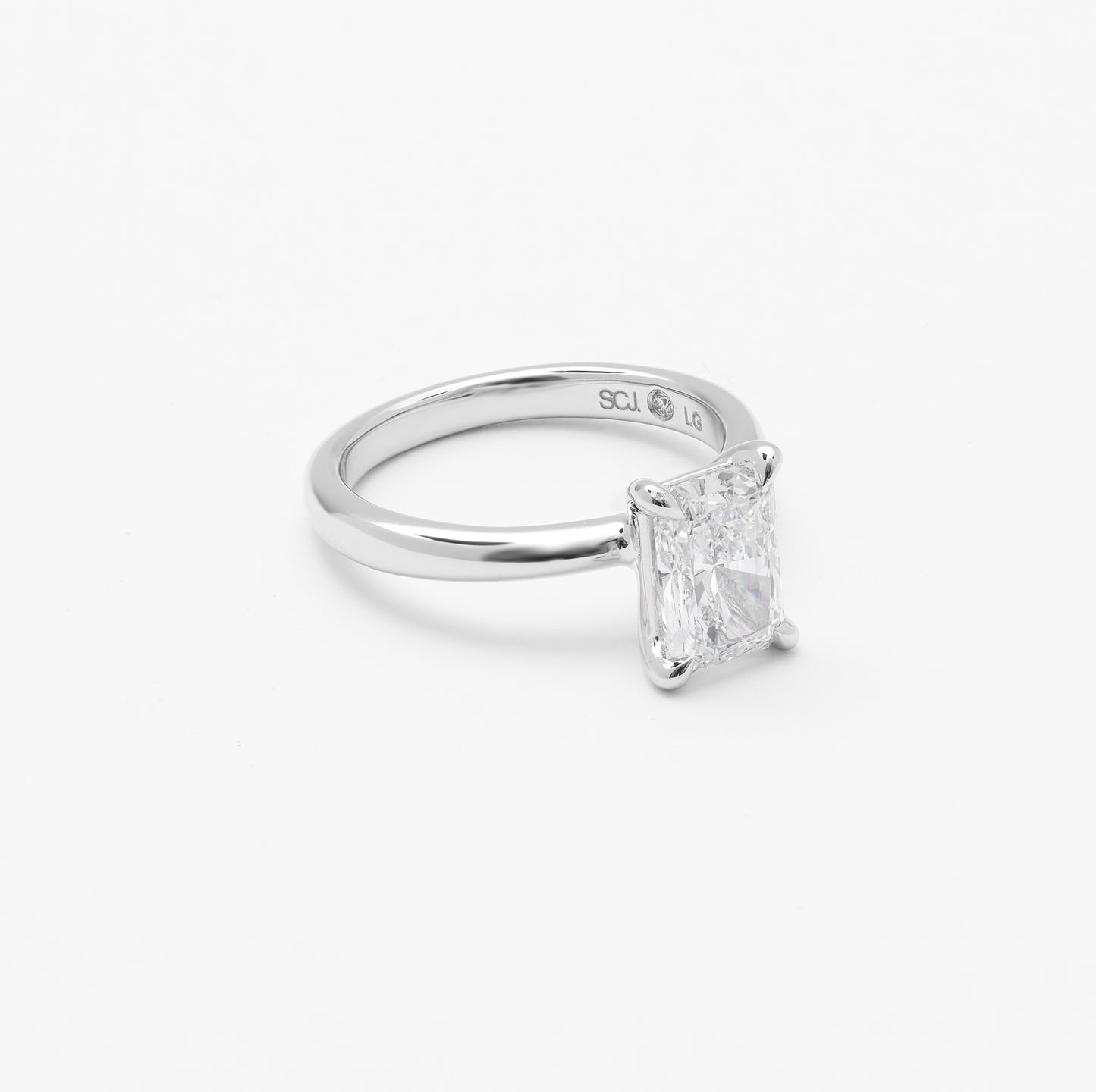 Platinum Radiant Lab Diamond Solitaire Engagement Ring 2.0ct