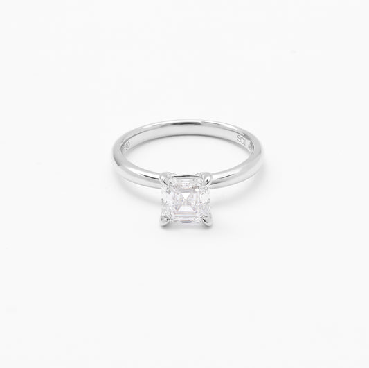 18K White Gold Asscher Lab Diamond Solitaire Engagement Ring 1.5ct