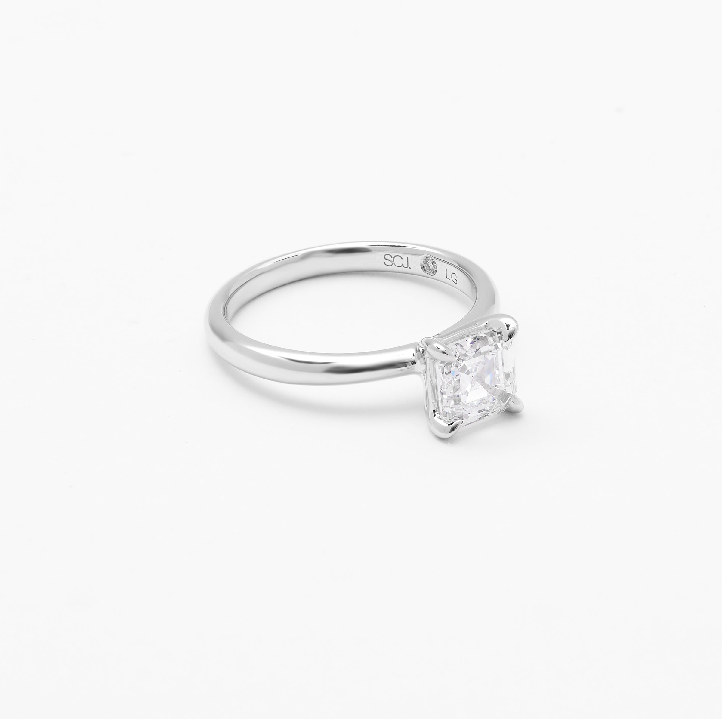 18K White Gold Asscher Lab Diamond Solitaire Engagement Ring 1.5ct