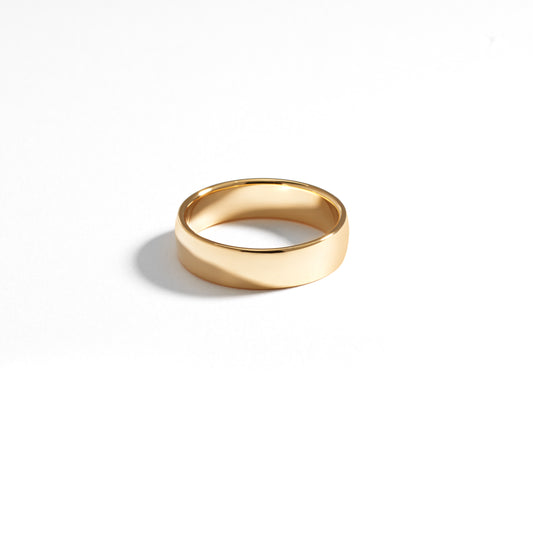 9K Yellow Gold 5mm Plain Contour Profile Wedding Band Ring