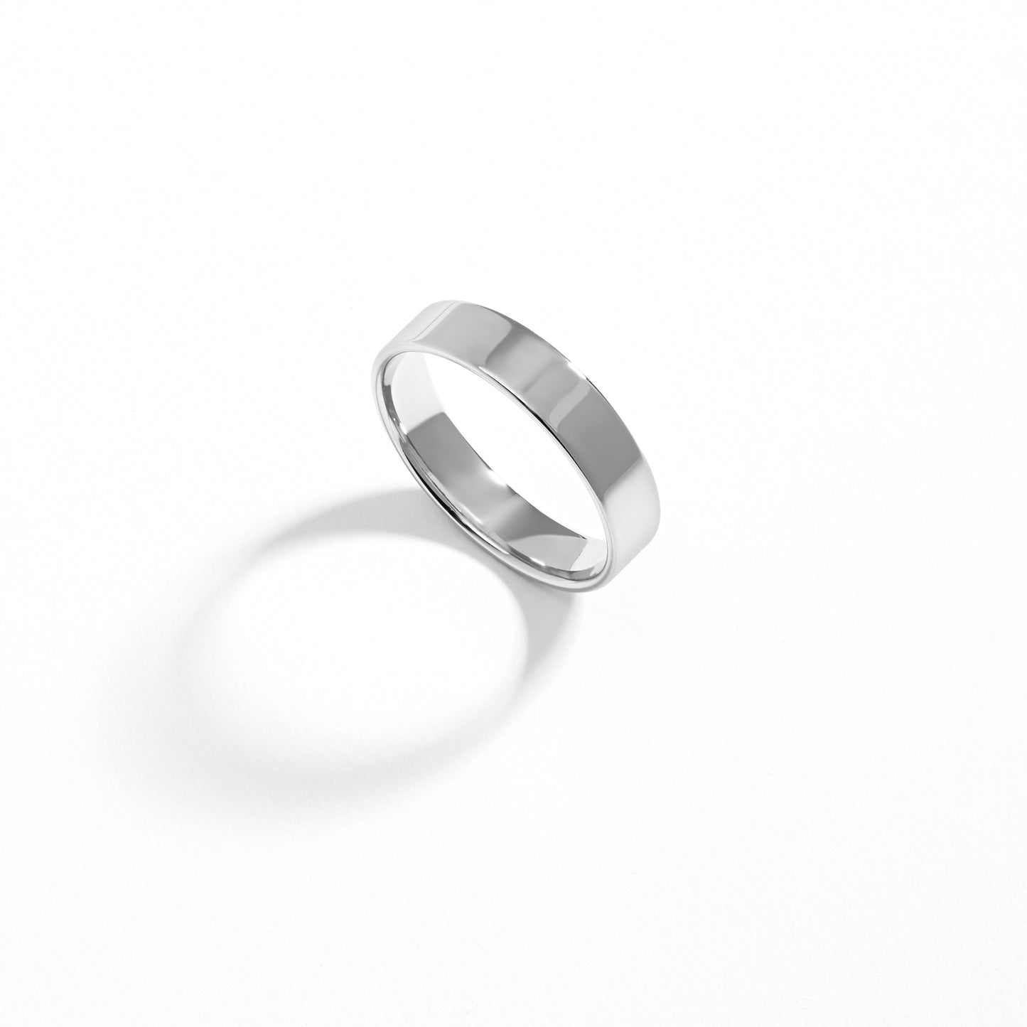 9K White Gold 4mm Flat Round Wedding Band Ring