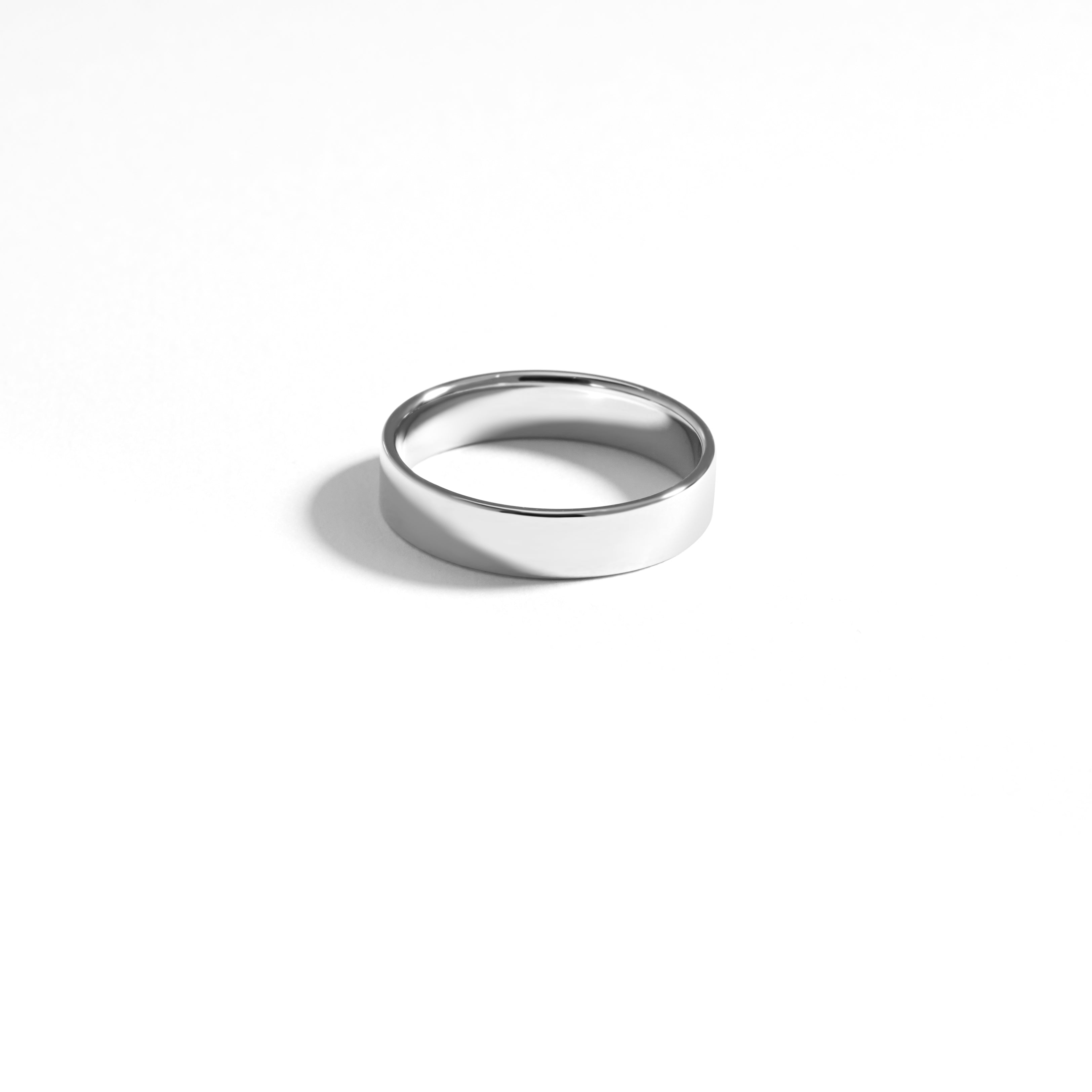 9K White Gold 4mm Flat Round Wedding Band Ring
