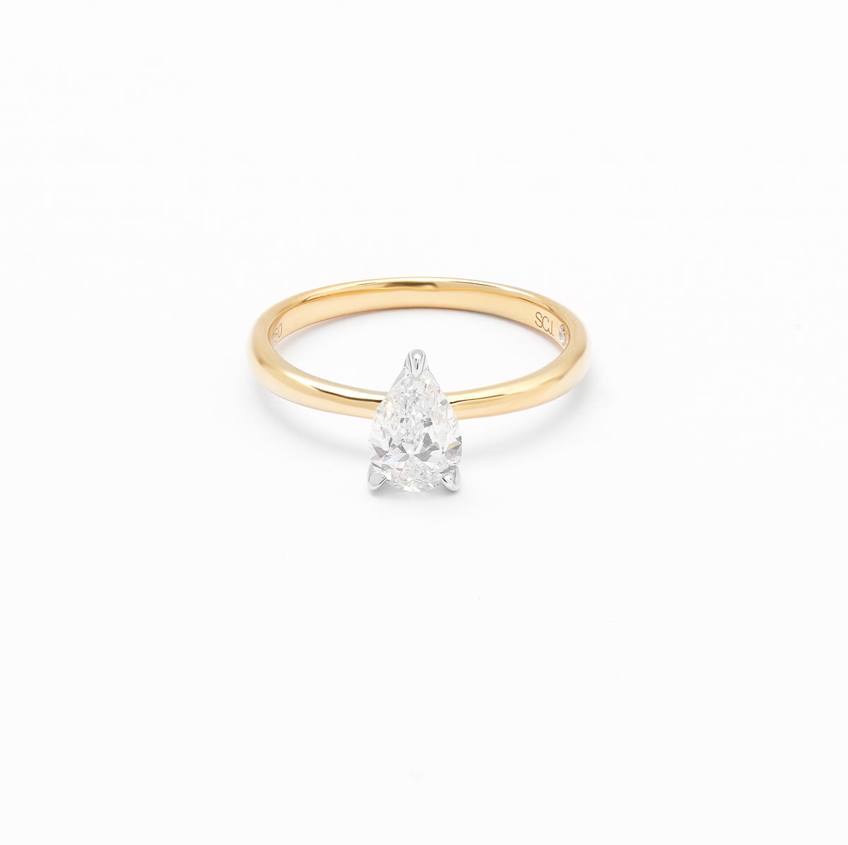 18K Yellow And White Gold Pear Diamond Solitaire Engagement Ring 0.75ct ...