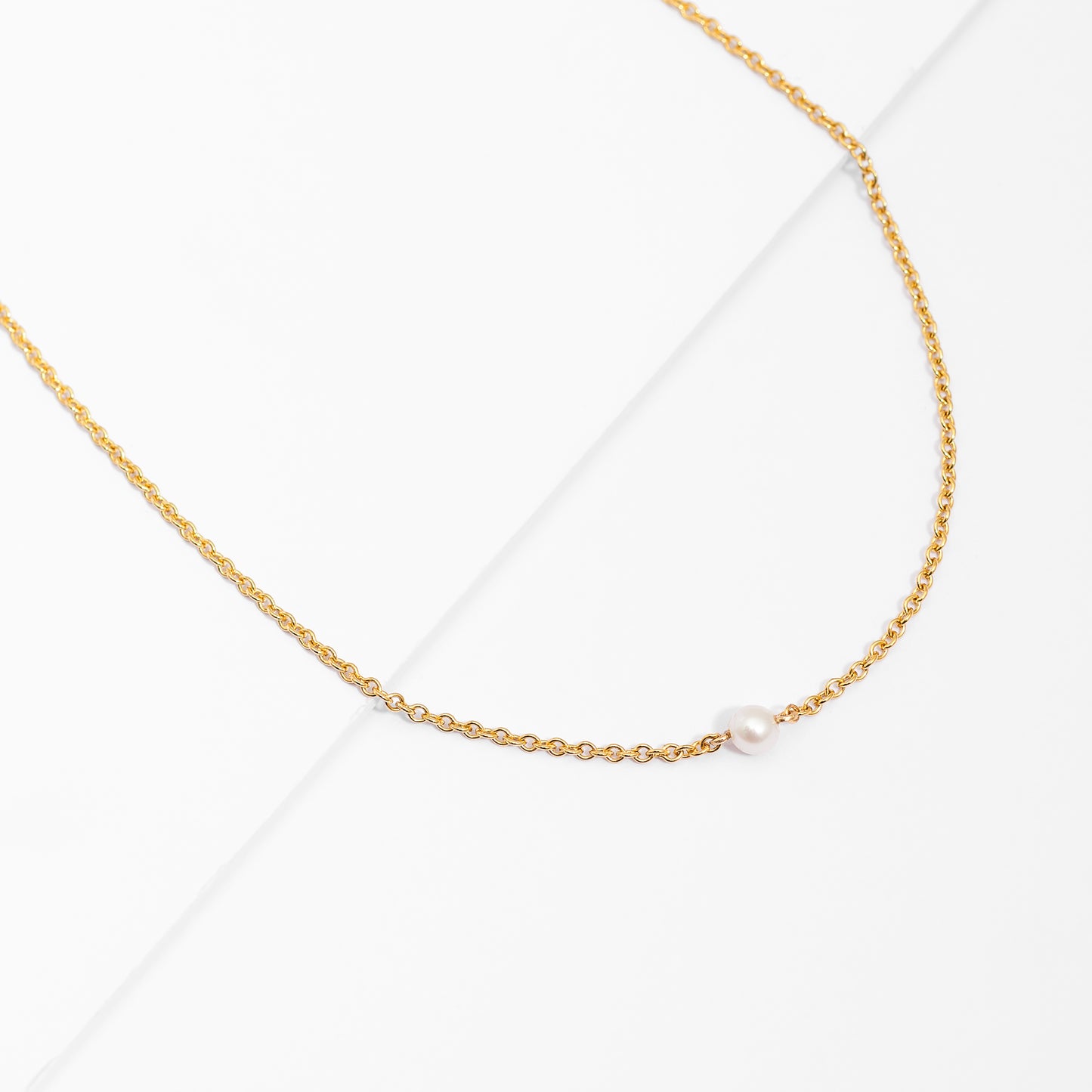 9K Yellow Gold Petite Freshwater Pearl Choker Chain