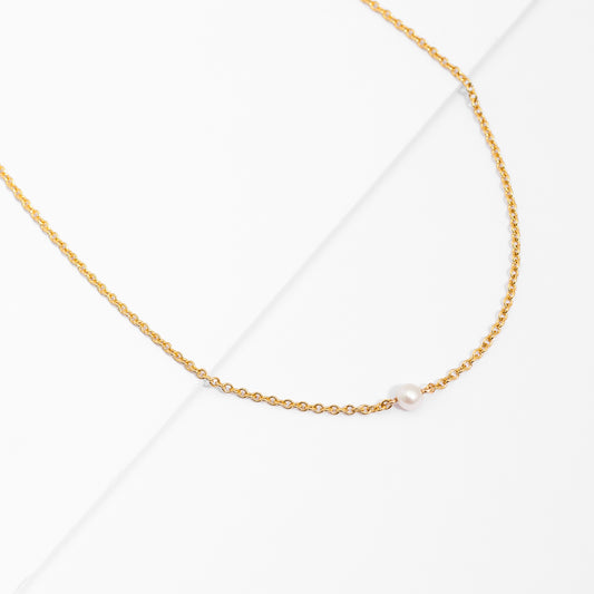 9K Yellow Gold Petite Freshwater Pearl Choker Chain