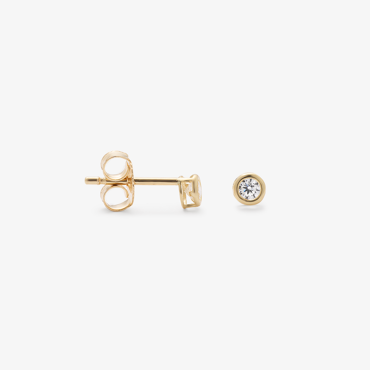 9K Yellow Gold Zirconia Bezel Stud Earrings