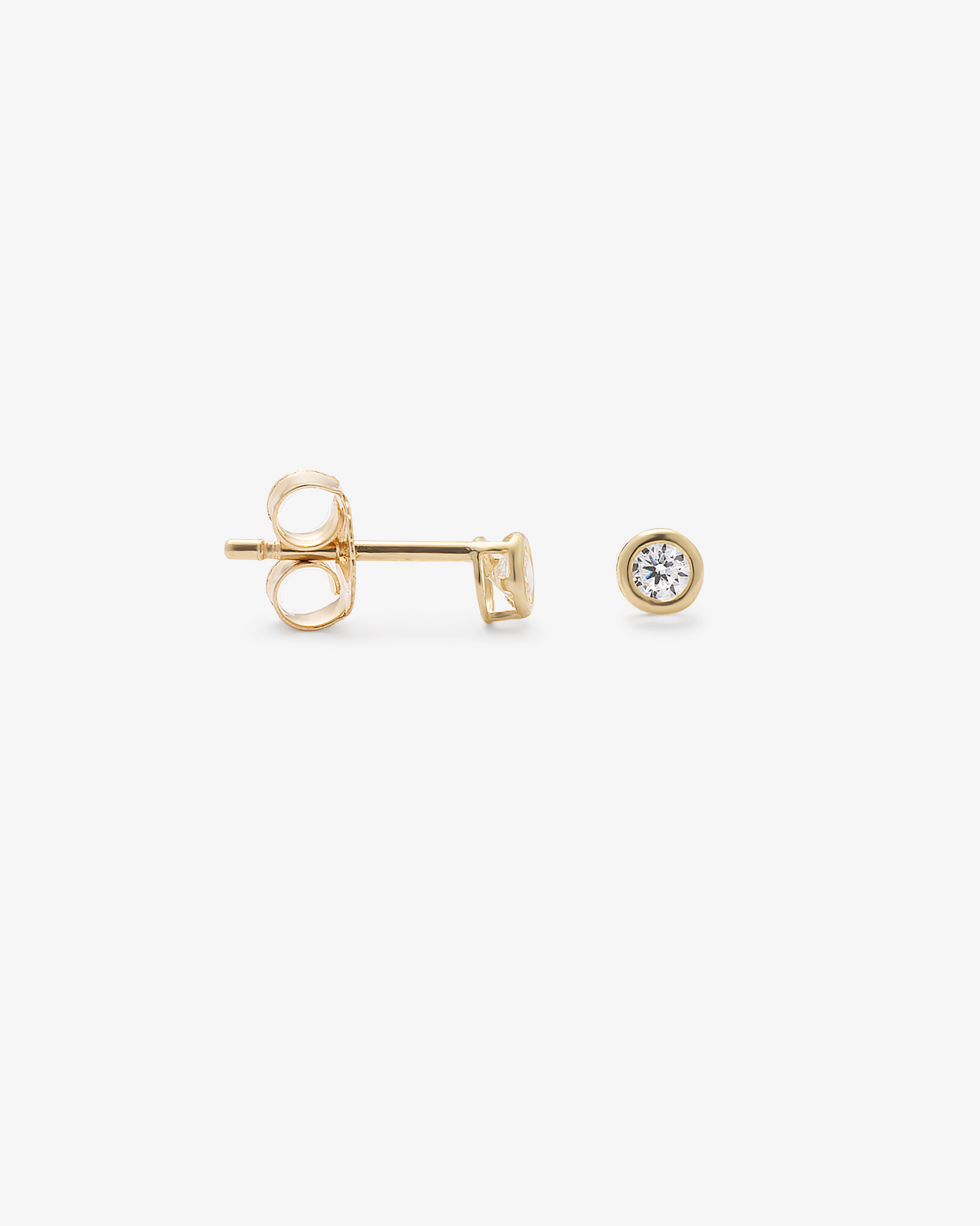 9K Yellow Gold Zirconia Bezel Stud Earrings