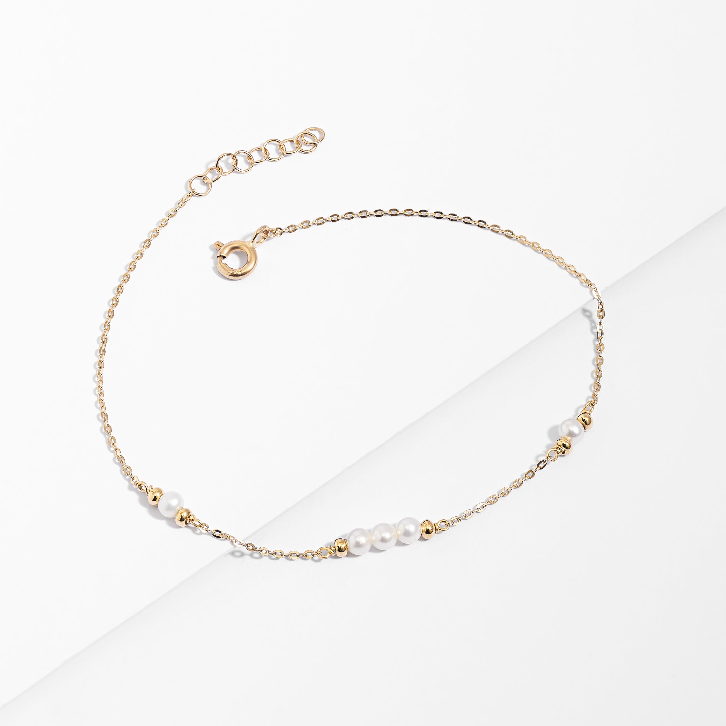 9K Yellow Gold Freshwater Pearl Satellite Style Bracelet