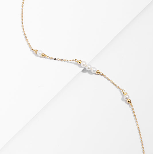 9K Yellow Gold Freshwater Pearl Satellite Style Bracelet