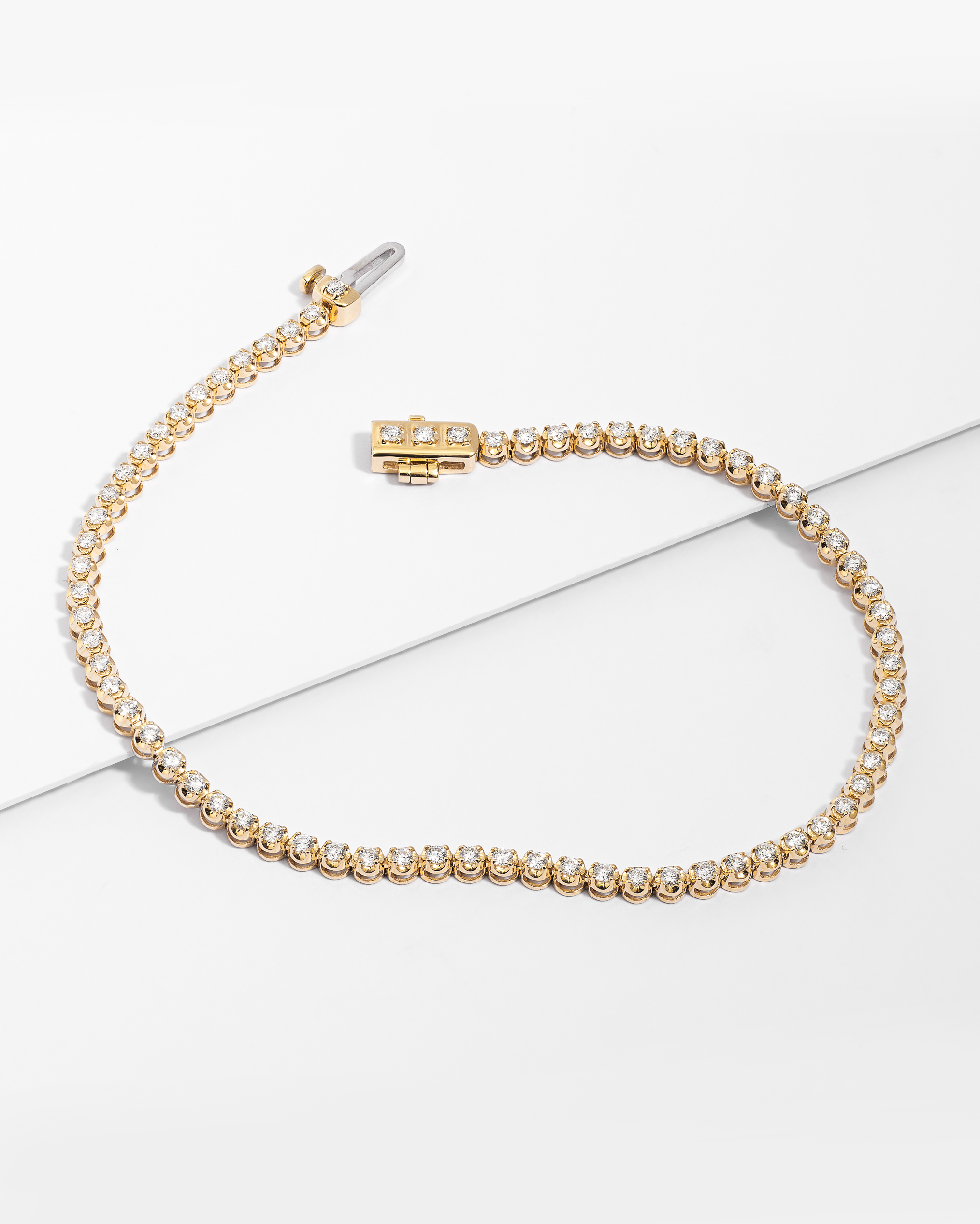 9K Yellow Gold Round Brilliant Lab Diamond Fine Tennis Bracelet 1.0tdw