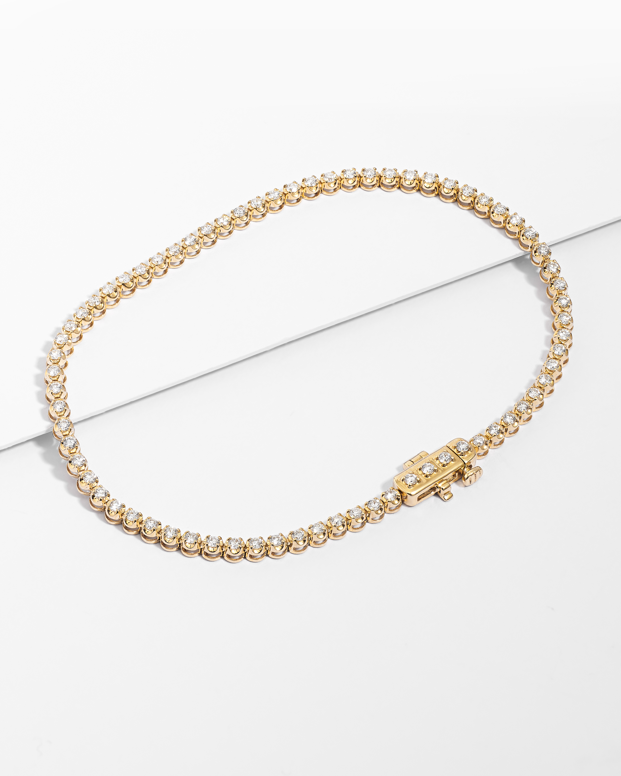 9K Yellow Gold Round Brilliant Lab Diamond Fine Tennis Bracelet 1.0tdw