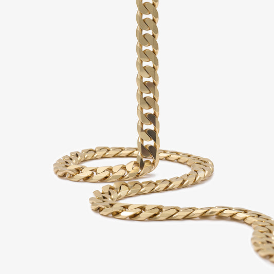 9K Yellow Gold 7mm Solid Curb Link Chain 55cm