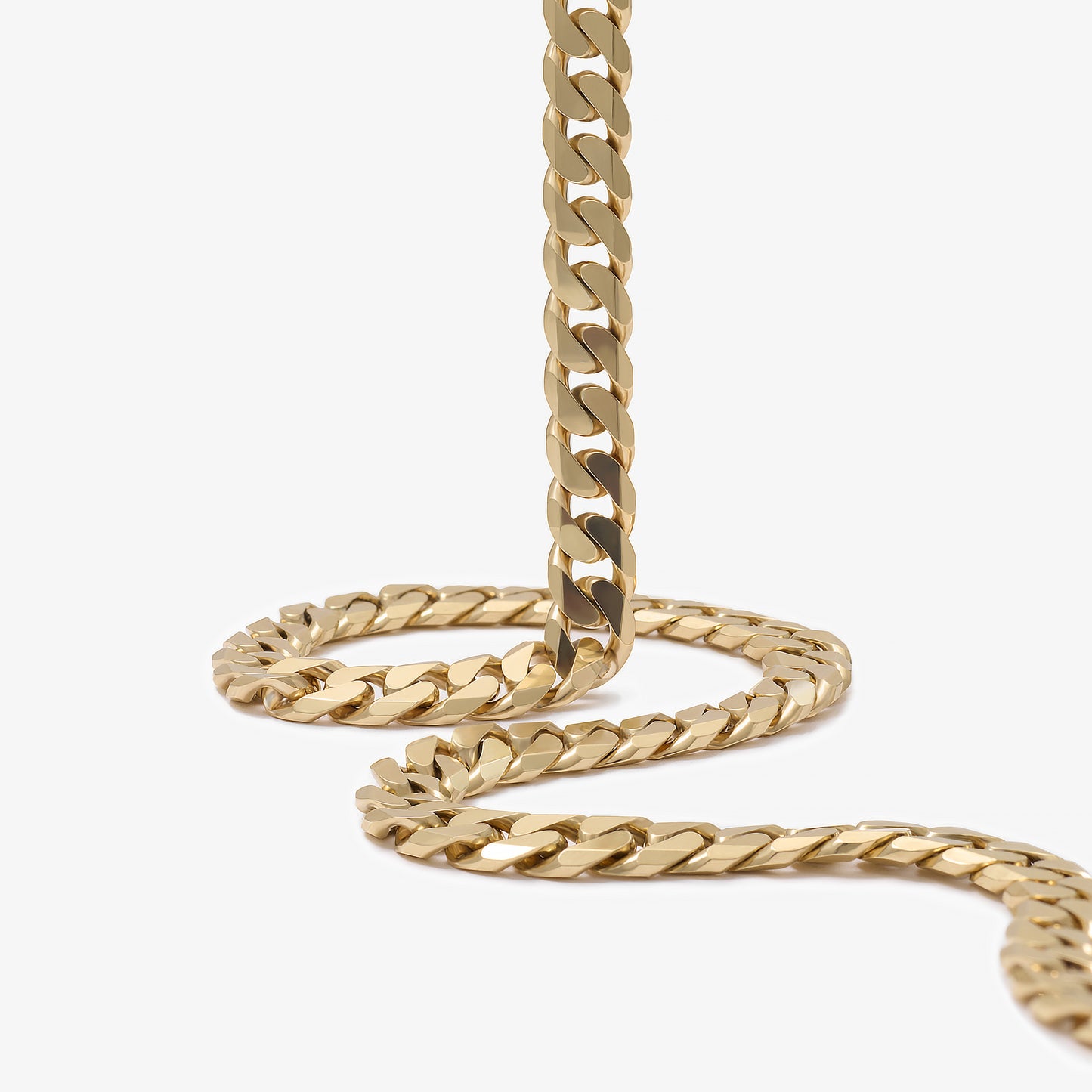 9K Yellow Gold 7mm Solid Curb Link Chain 55cm