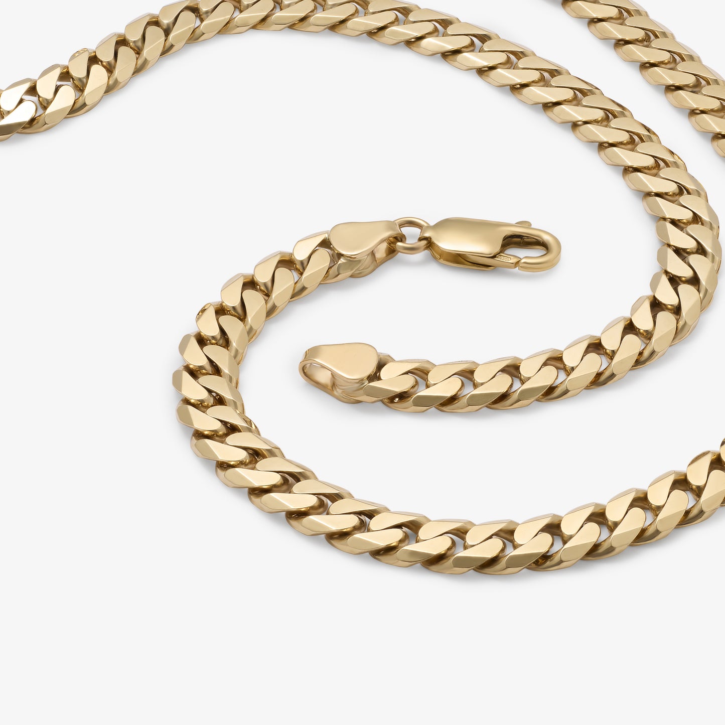 9K Yellow Gold 7mm Solid Curb Link Chain 55cm