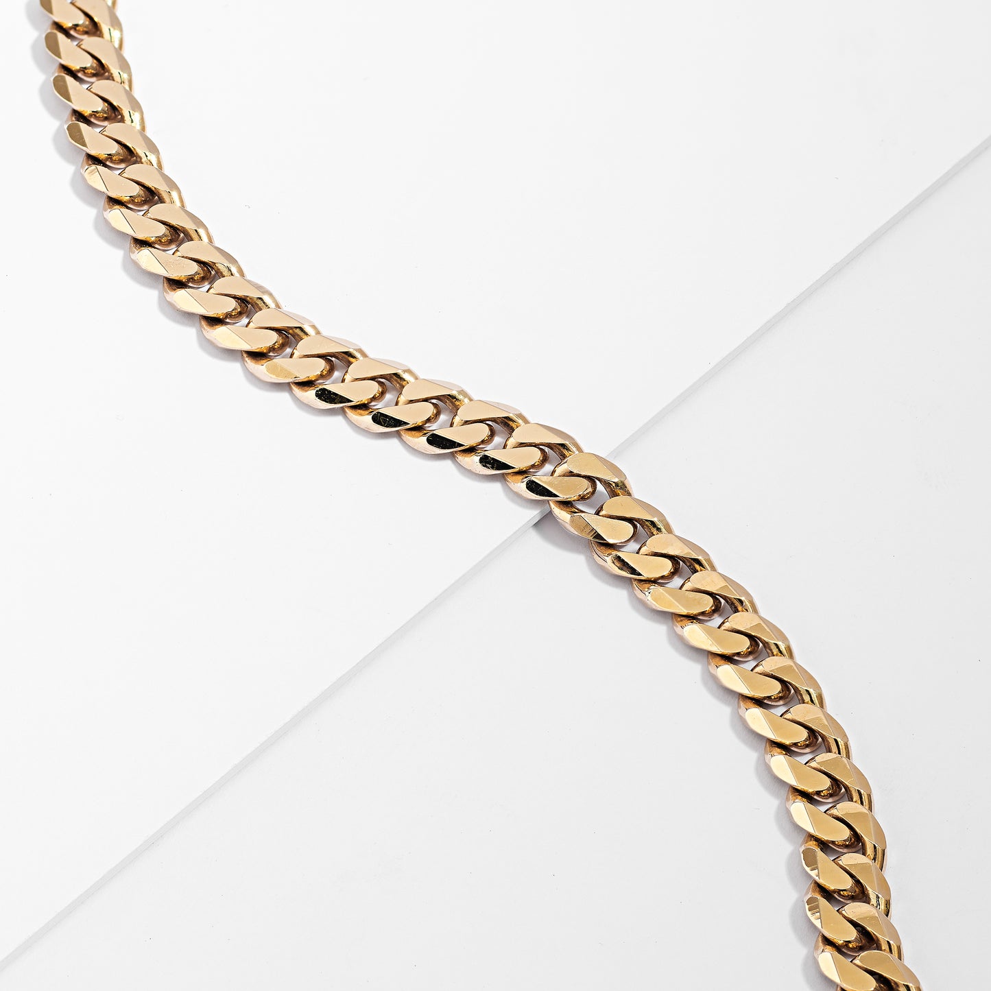 9K Yellow Gold 7mm Solid Curb Link Chain 55cm