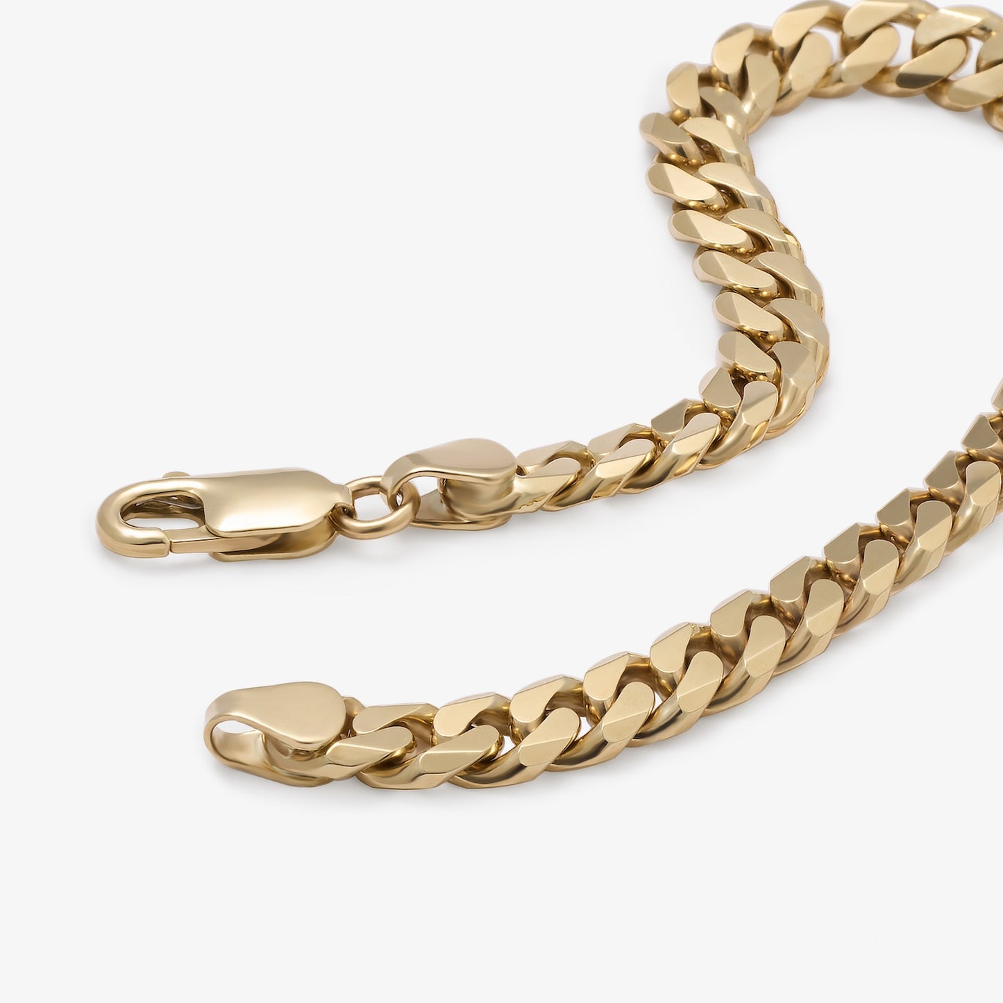 9K Yellow Gold 7mm Solid Curb Link Bracelet 21cm