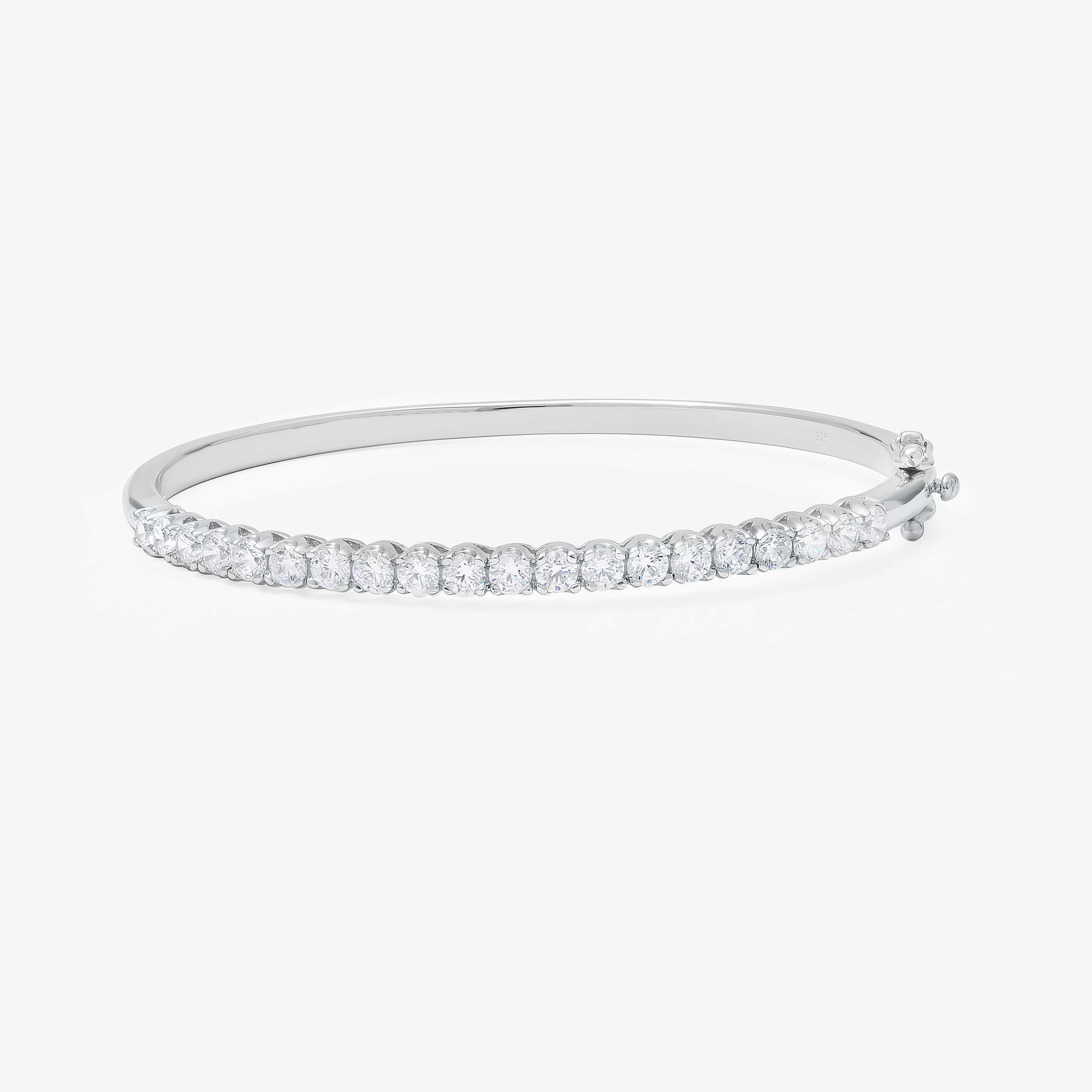 Silver Zirconia Claw Set Hinged Bangle