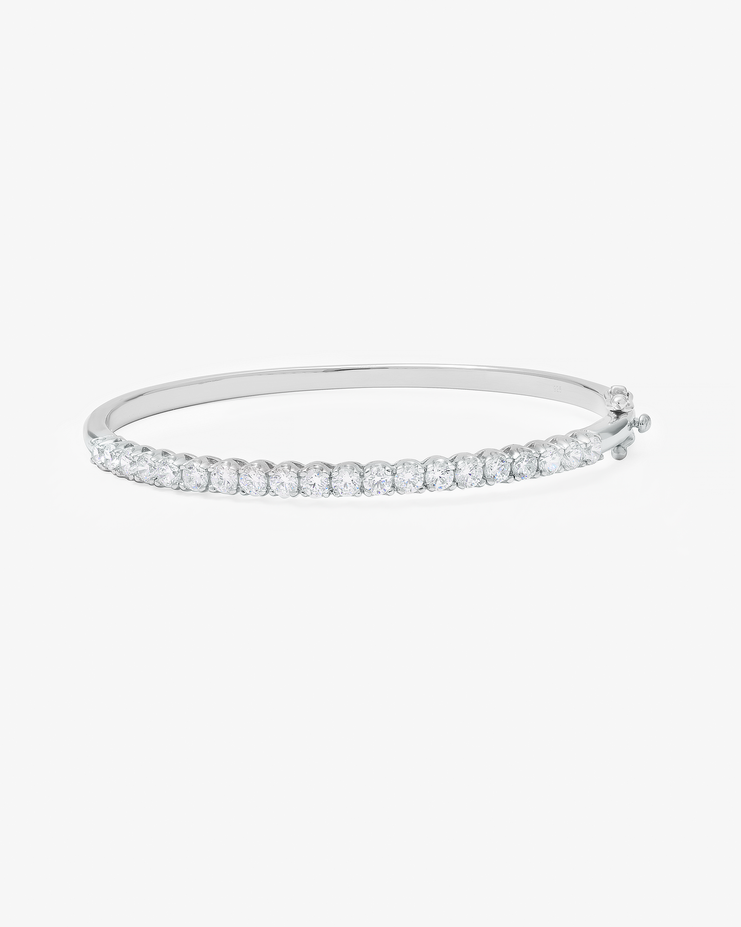 Silver Zirconia Claw Set Hinged Bangle