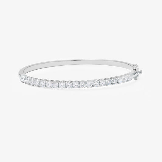 Sterling Silver Round Brilliant Zirconia Claw Set Hinged Bangle 60mm