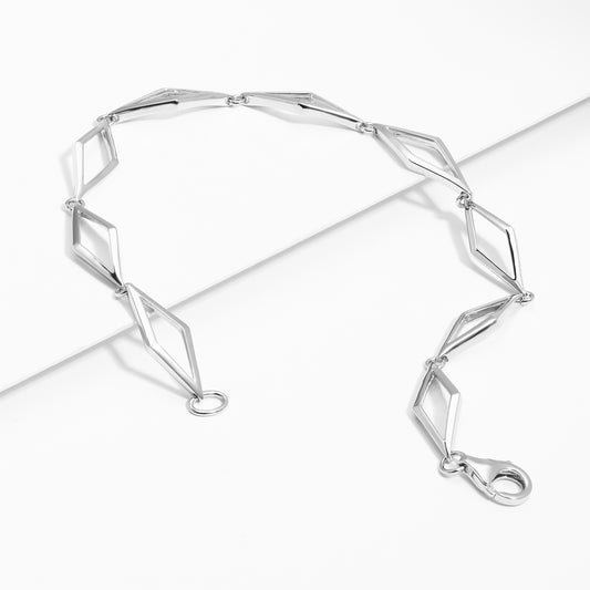 Sterling Silver Open Kite Link Bracelet 19cm