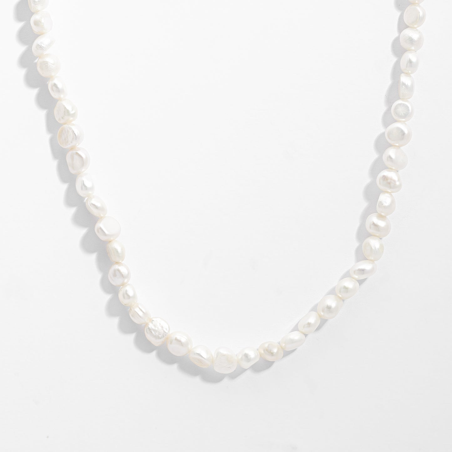 Sterling Silver Freshwater Keshi Pearl Strand Necklace 42cm