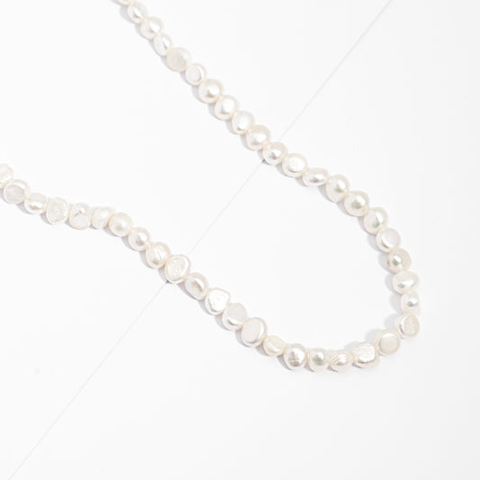 Sterling Silver Freshwater Keshi Pearl Strand Necklace 42cm