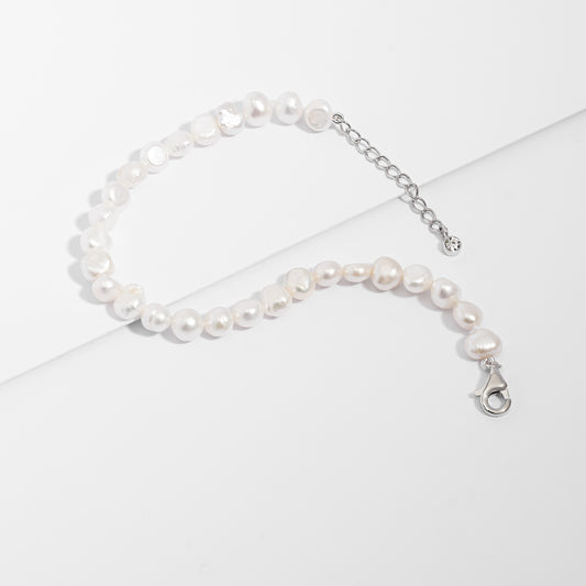 Sterling Silver Freshwater Keshi Pearl Bracelet