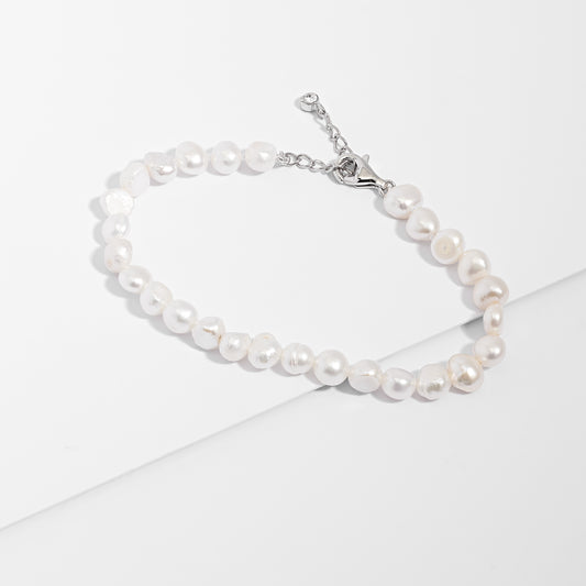 Sterling Silver Freshwater Keshi Pearl Bracelet