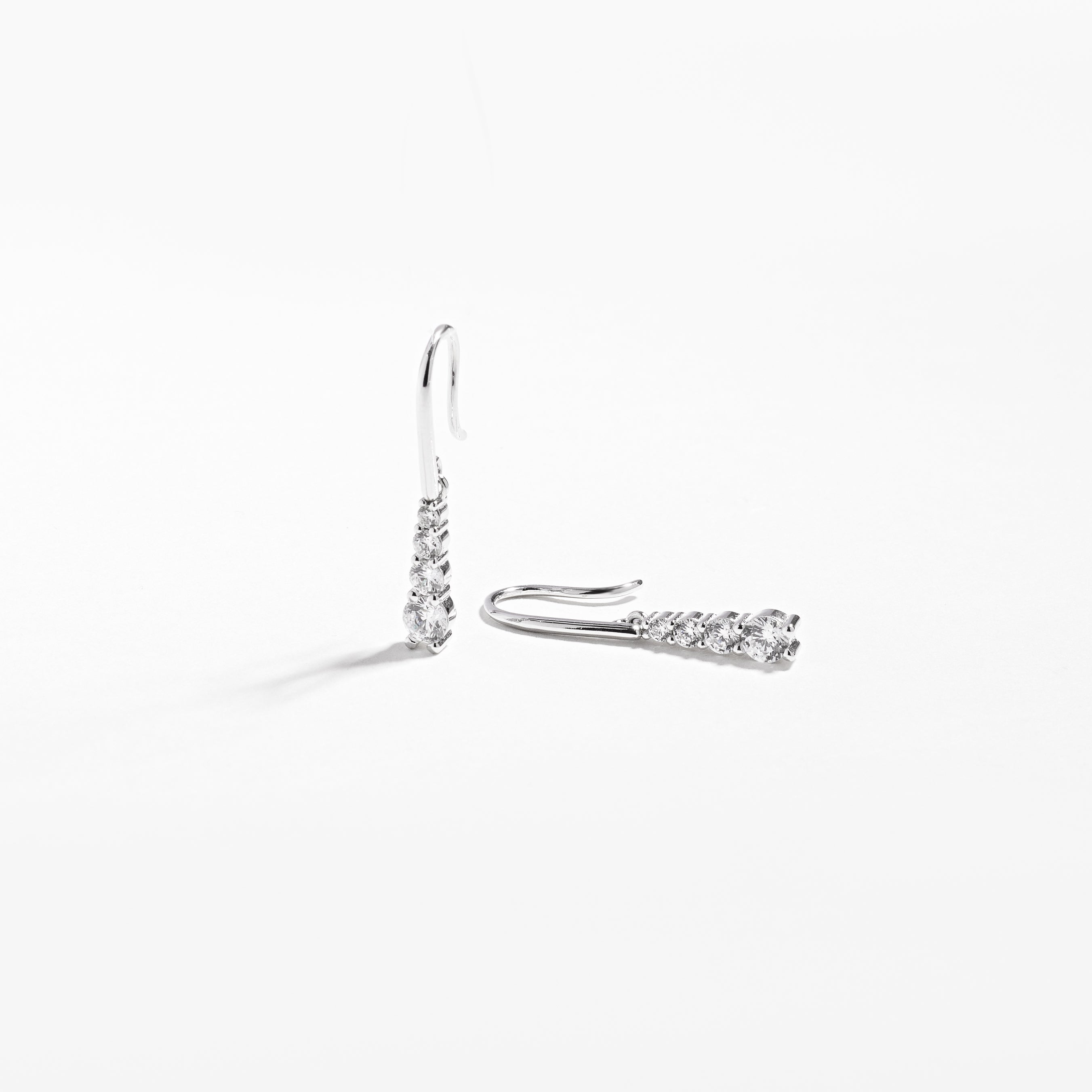Sterling Silver Zirconia Gradual Drop Shepherd Hook Earrings