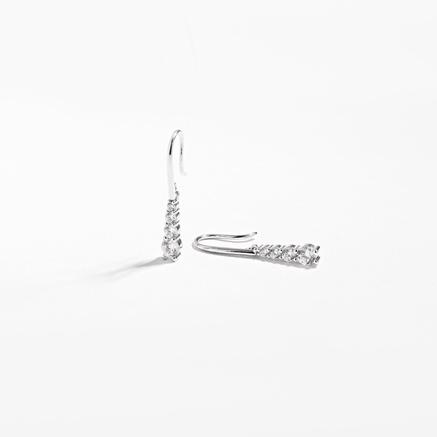 Sterling Silver Zirconia Gradual Drop Shepherd Hook Earrings