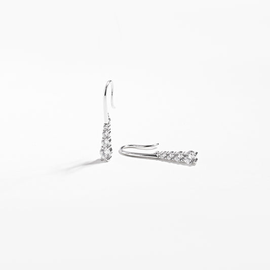 Sterling Silver Zirconia Gradual Drop Shepherd Hook Earrings