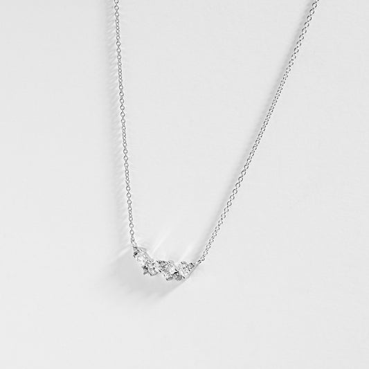 Sterling Silver Multi Shape Zirconia Cluster necklace 45cm