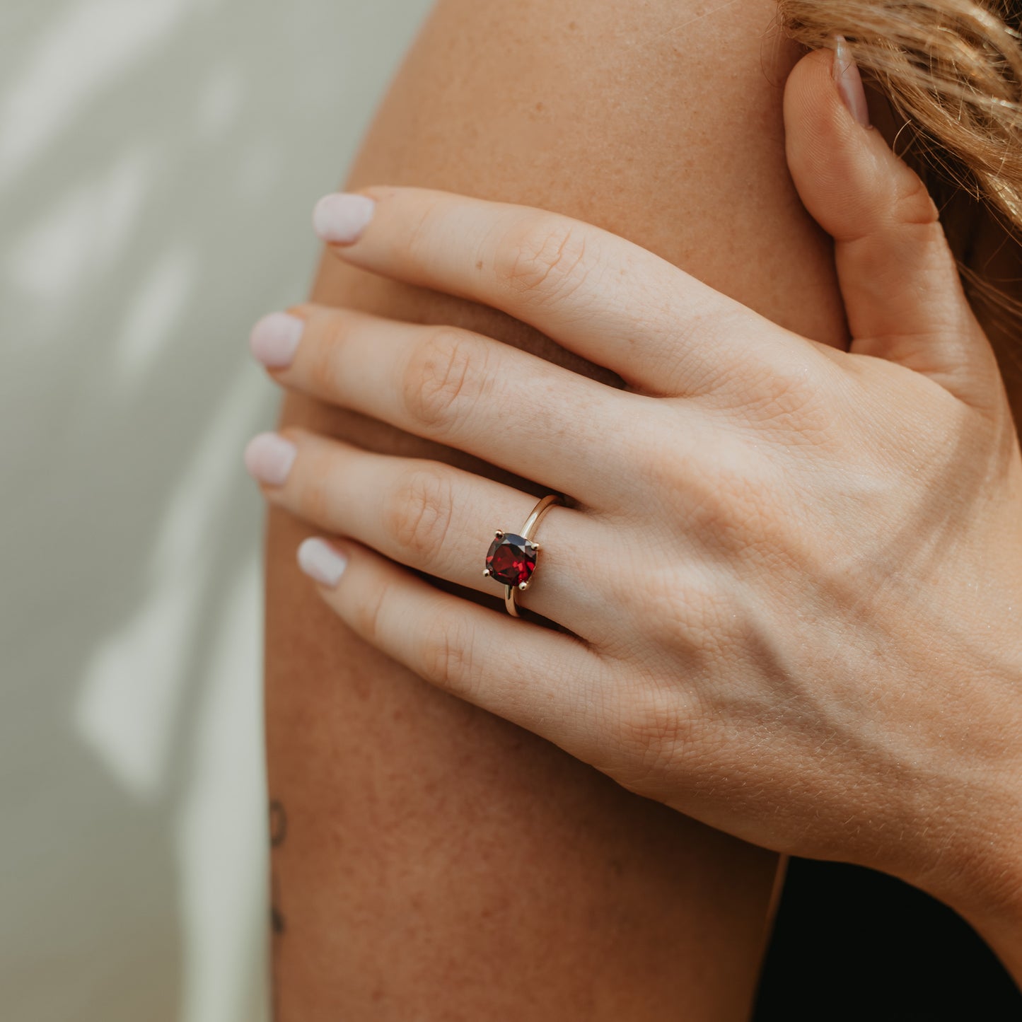 9K Yellow Gold Garnet January Birthstone Ring