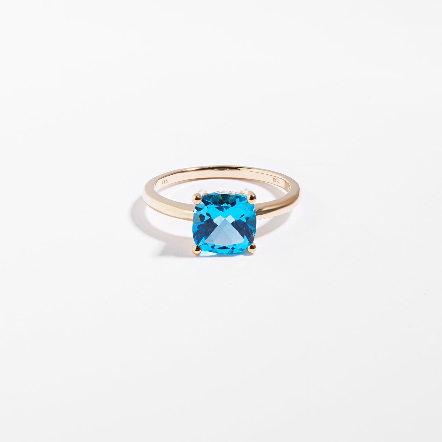 9K Yellow Gold Blue Topaz December Birthstone Ring