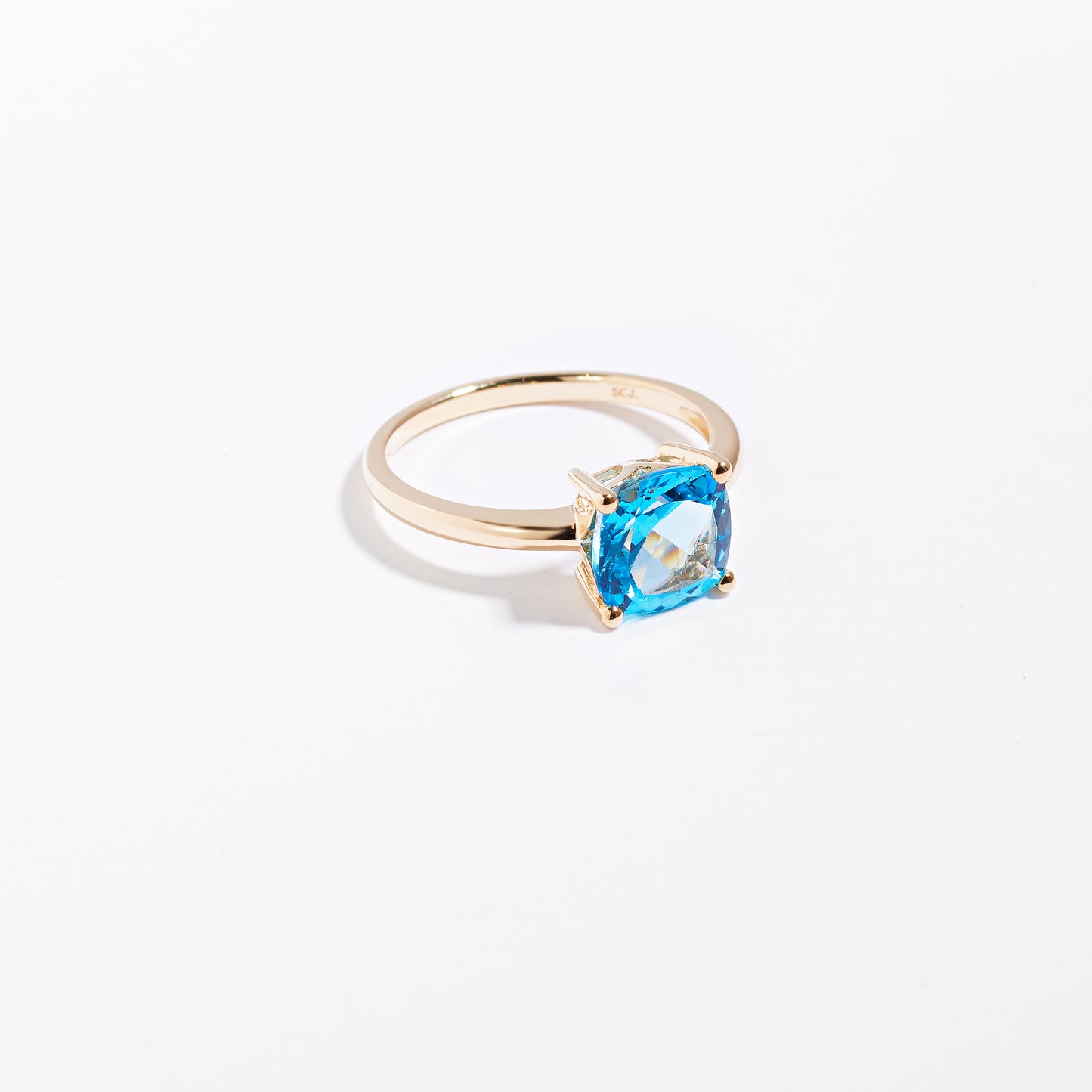 9K Yellow Gold Blue Topaz December Birthstone Ring