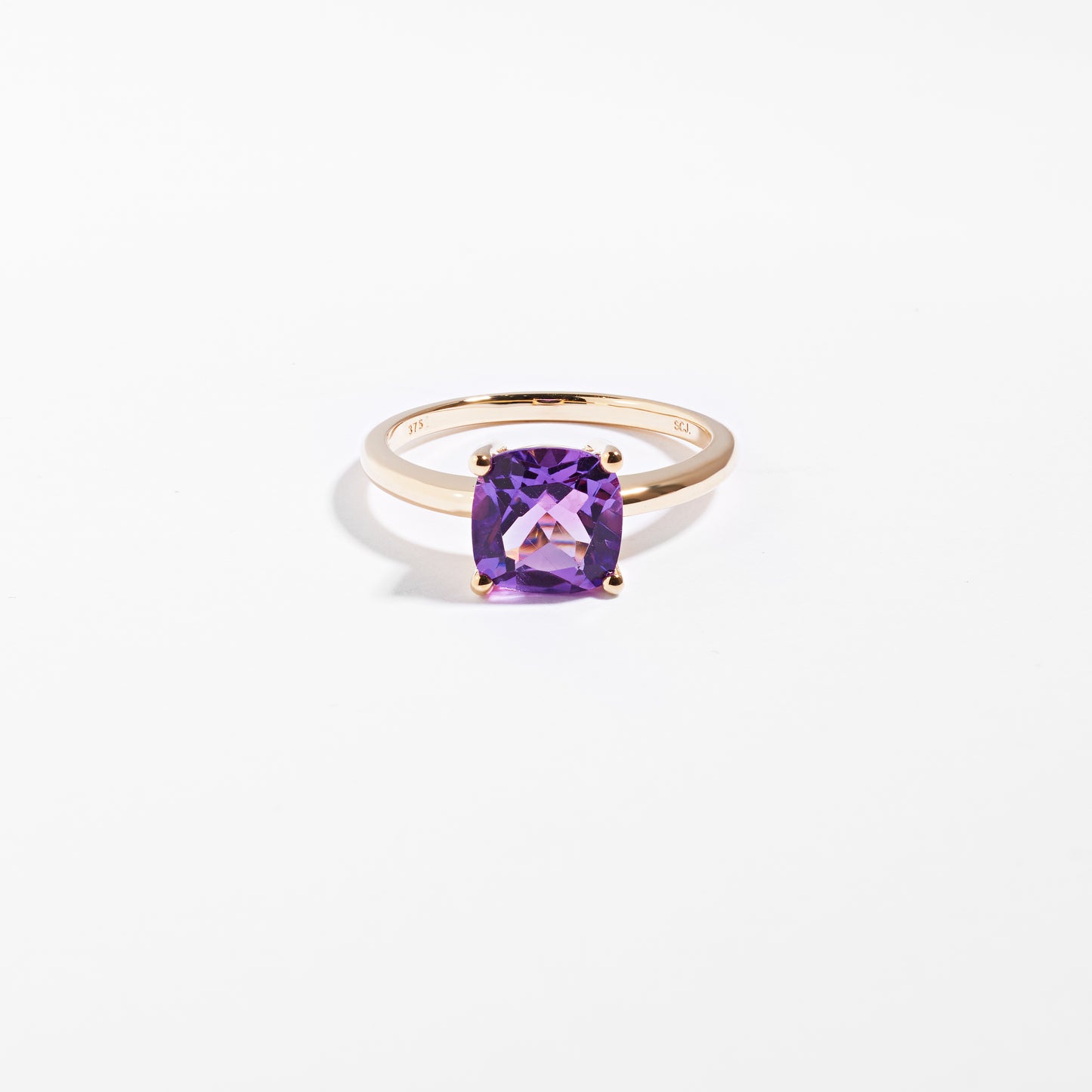 9K Yellow Gold Amethyst February Birthstone Ring