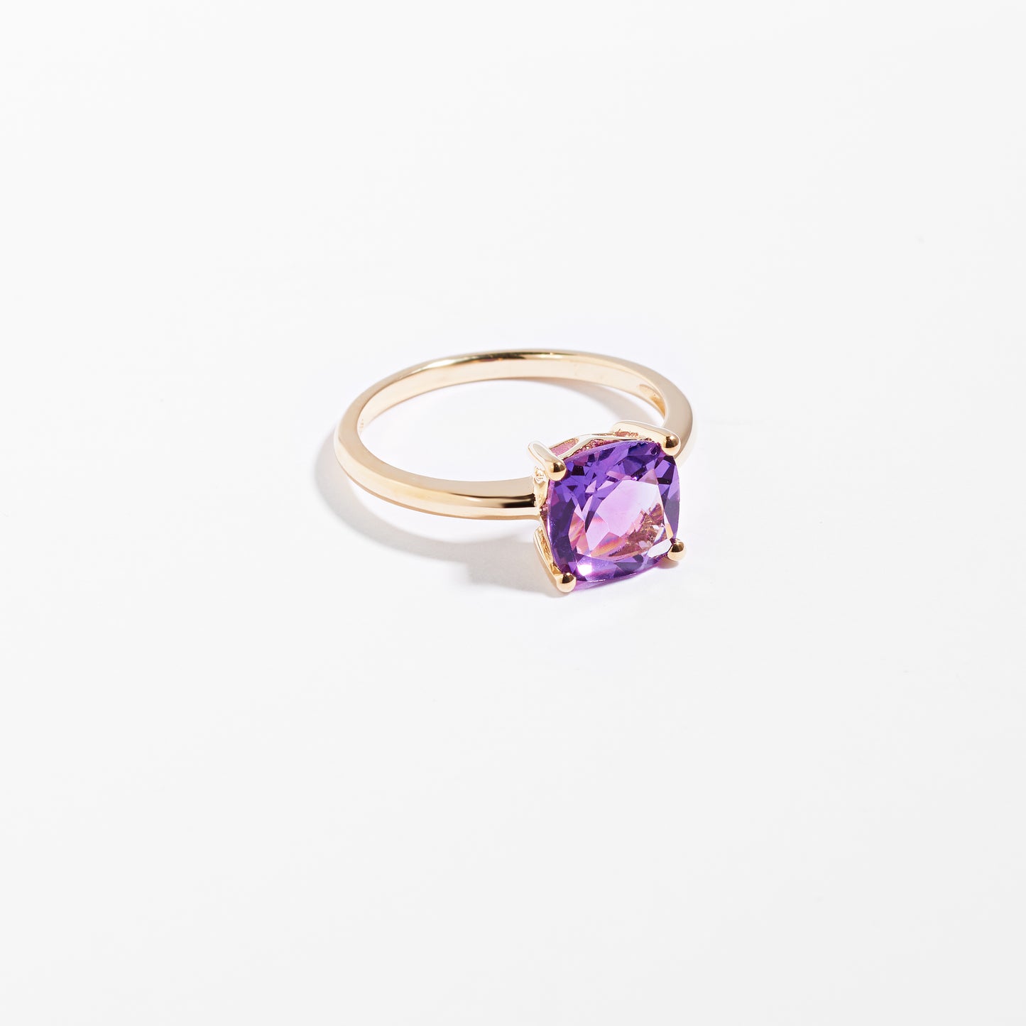 9K Yellow Gold Amethyst February Birthstone Ring