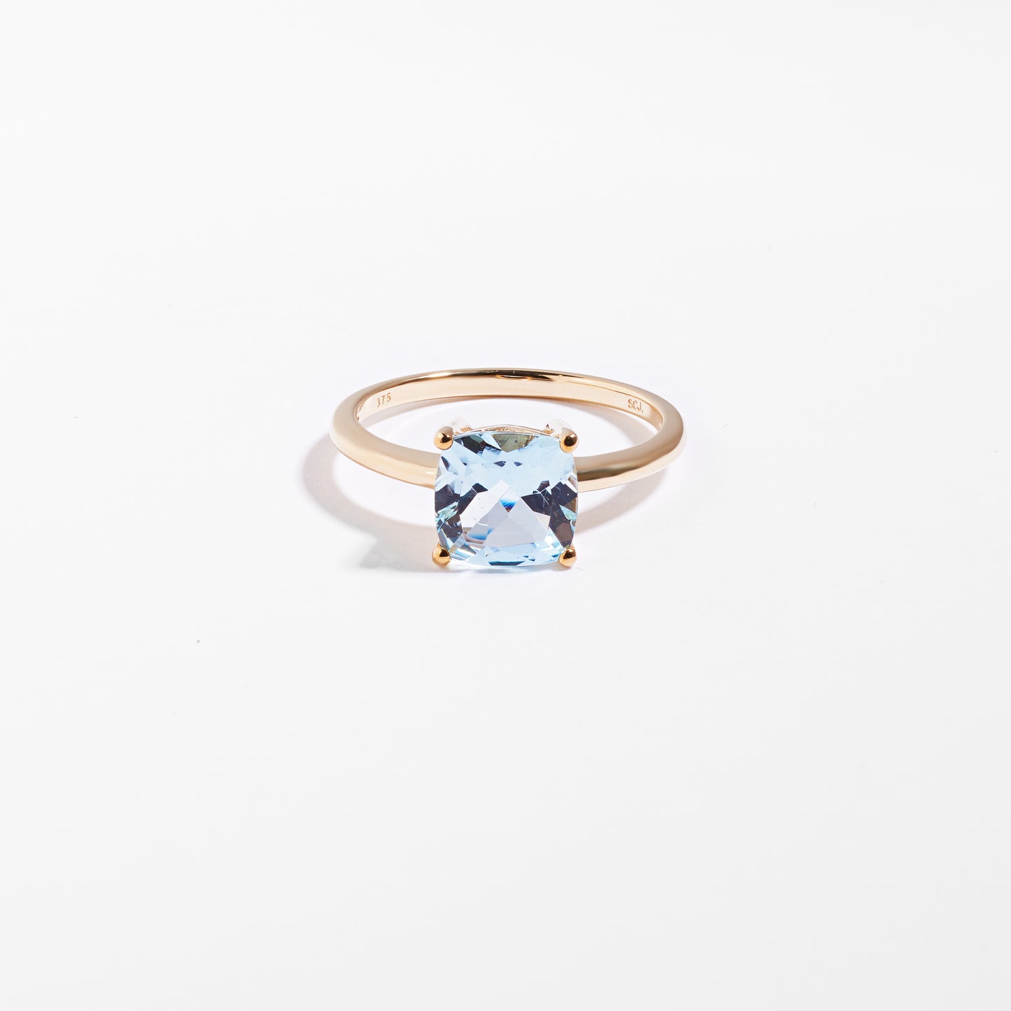 9K Yellow Gold Aquamarine March Birthstone ring