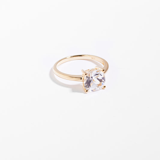 9K Yellow Gold White Topaz April Birthstone Ring