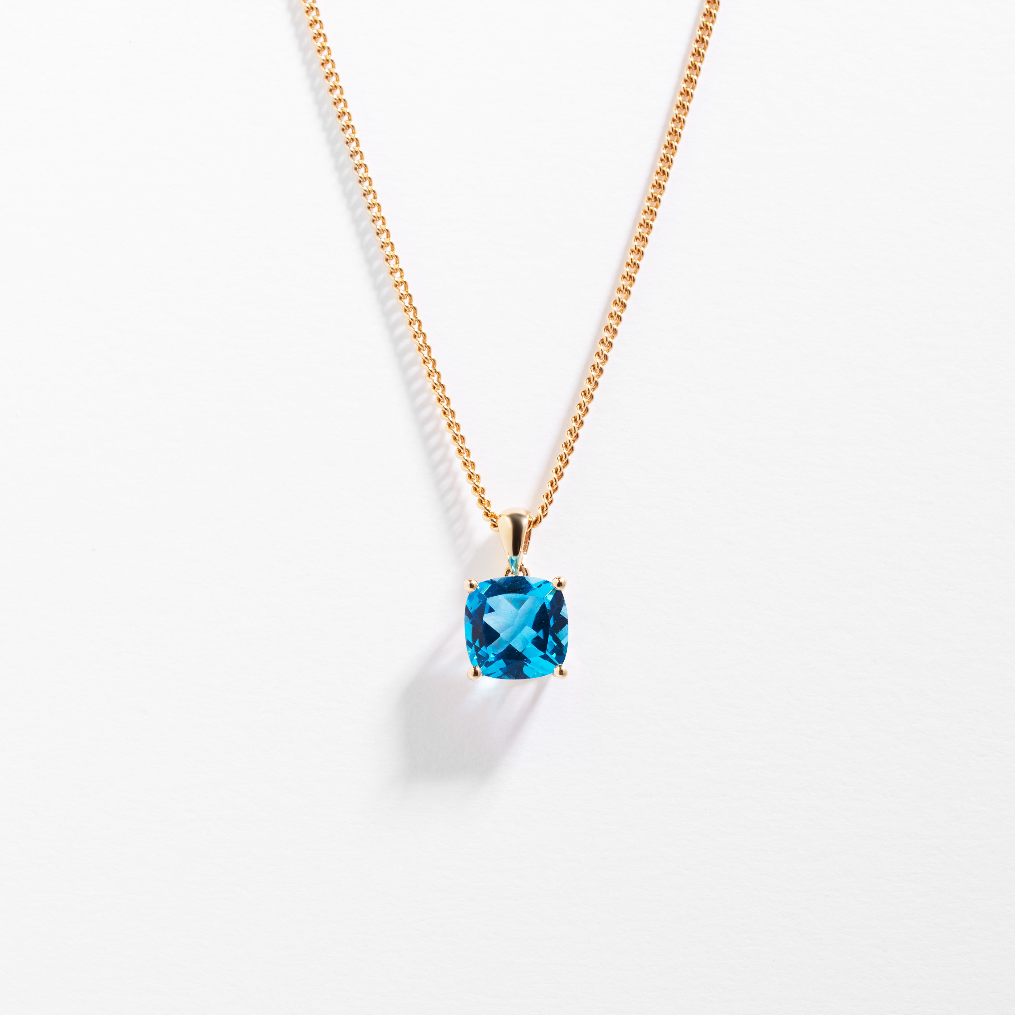 9K Yellow Gold Blue Topaz December Birthstone Pendant