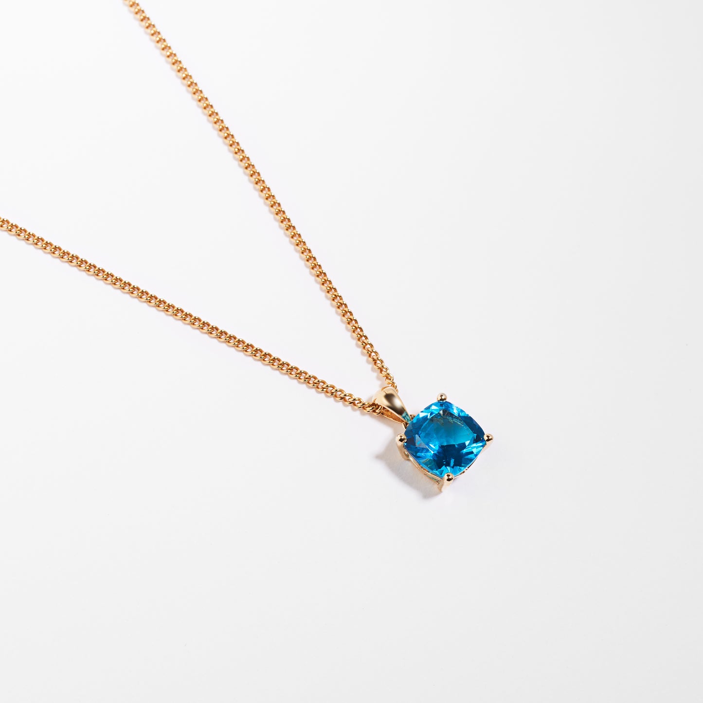 9K Yellow Gold Blue Topaz December Birthstone Pendant