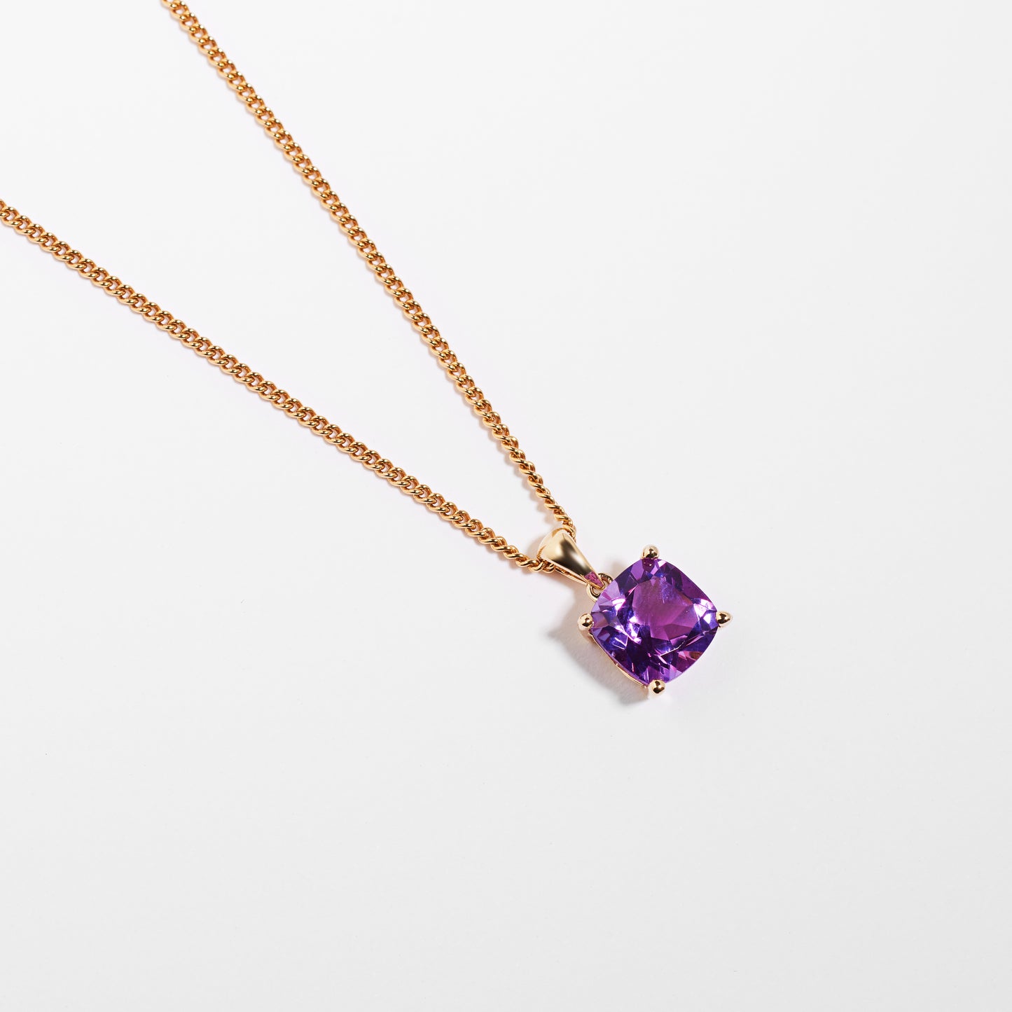 9K Yellow Gold Amethyst February Birthstone Pendant