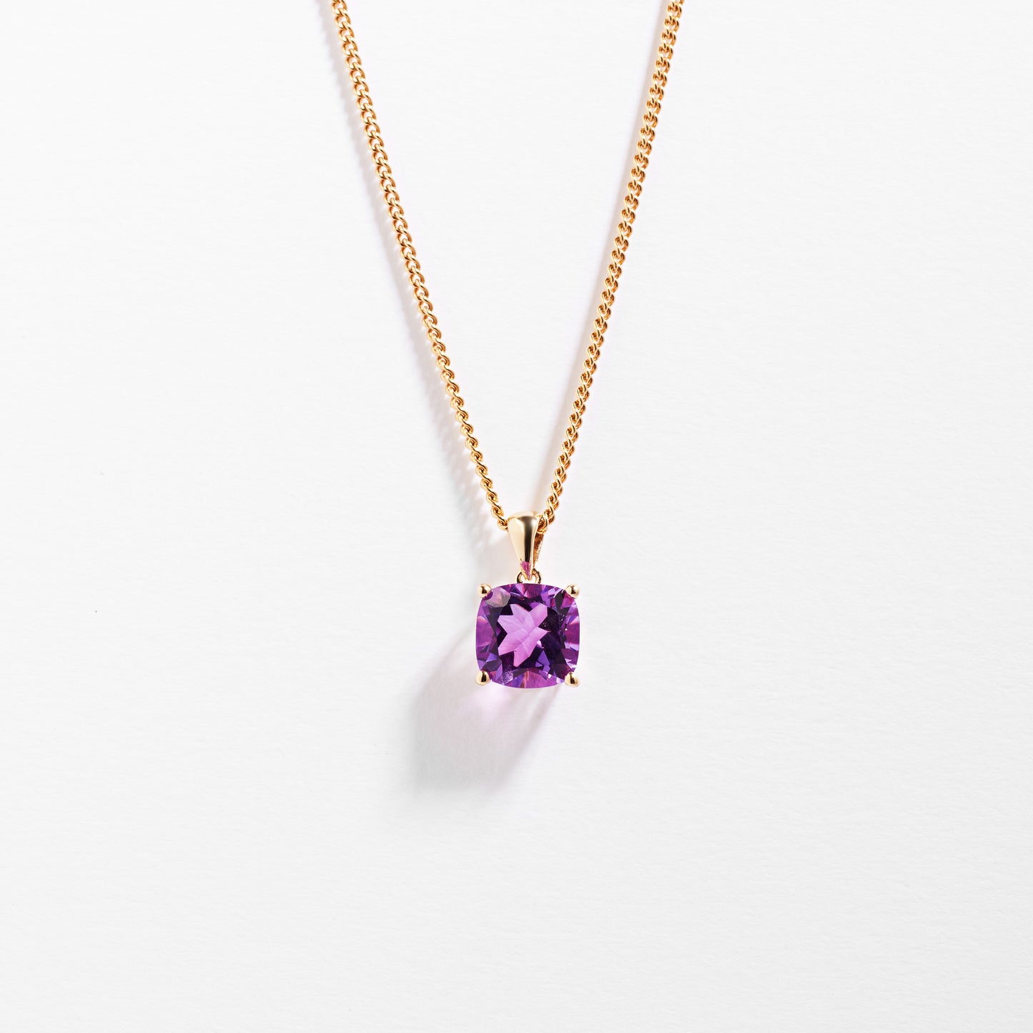 9K Yellow Gold Amethyst February Birthstone Pendant