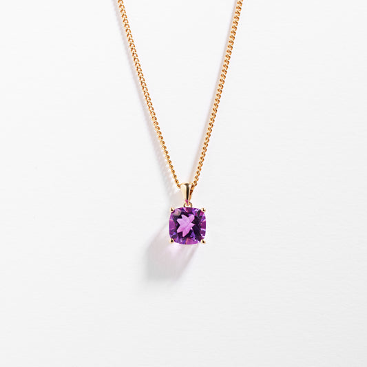 9K Yellow Gold Amethyst February Birthstone Pendant