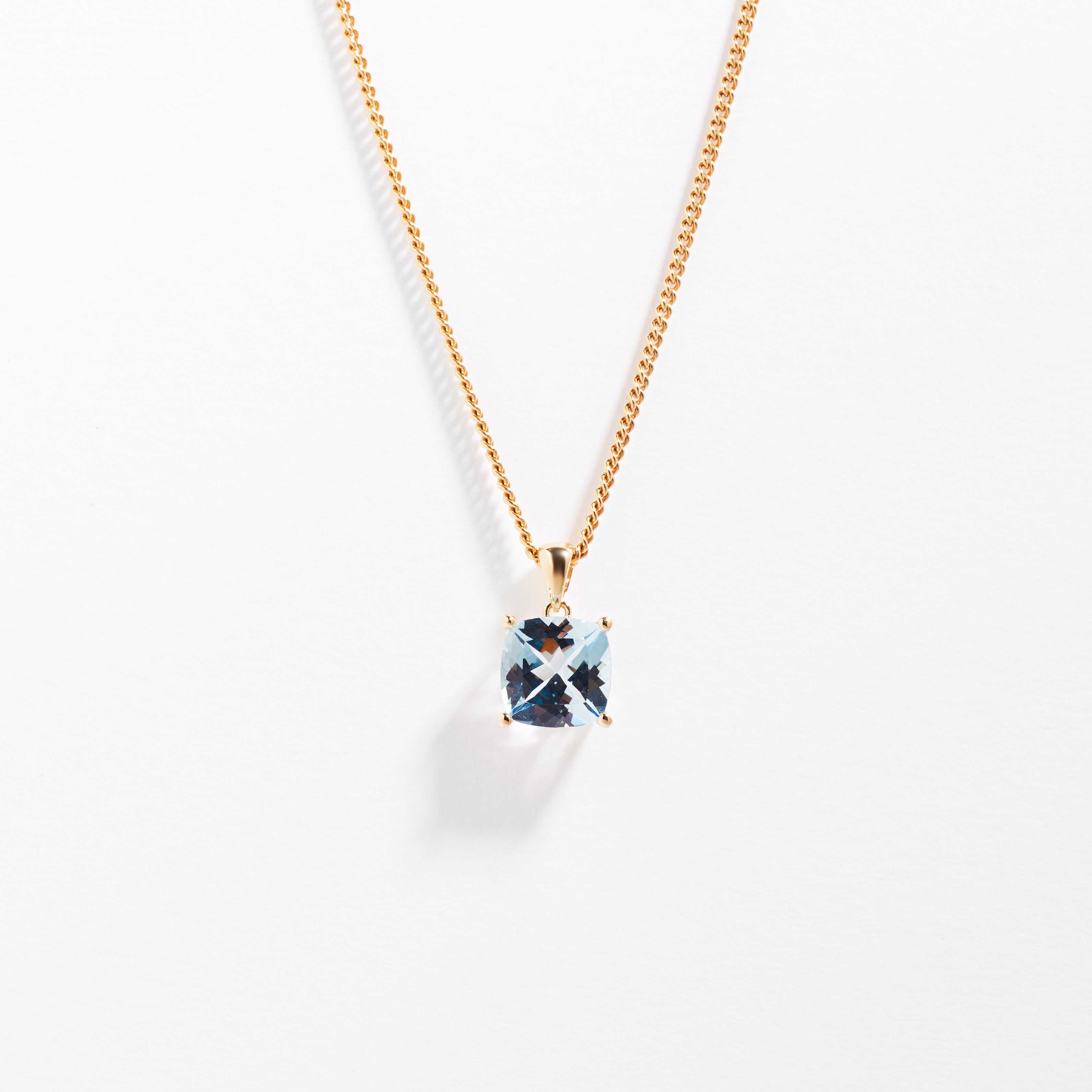 9K Yellow Gold Aquamarine March Birthstone Pendant